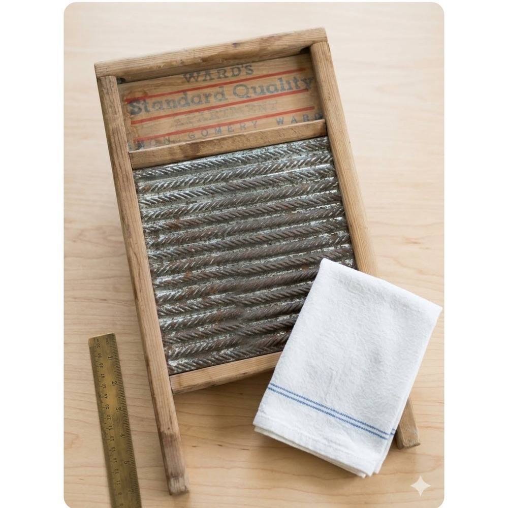 Vintage Montgomery Ward Standard Quality Apartment Washboard Wooden Metal Rustic